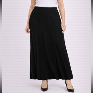 Relativity Black A Line Midi Skirt Flowy Stretch Elastic Waist Plus XL